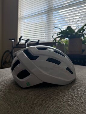 Lazer White Cycling Helmet with Green Accent